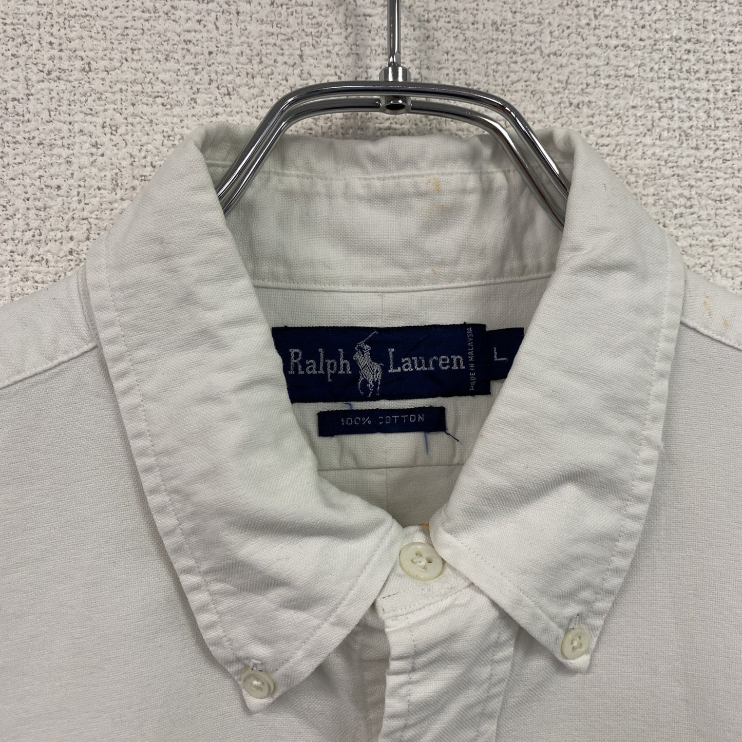 Ralph Lauren ラルフローレン 長袖ボタンダウンプルオーバーシャツ 白 ホワイト Lサイズ