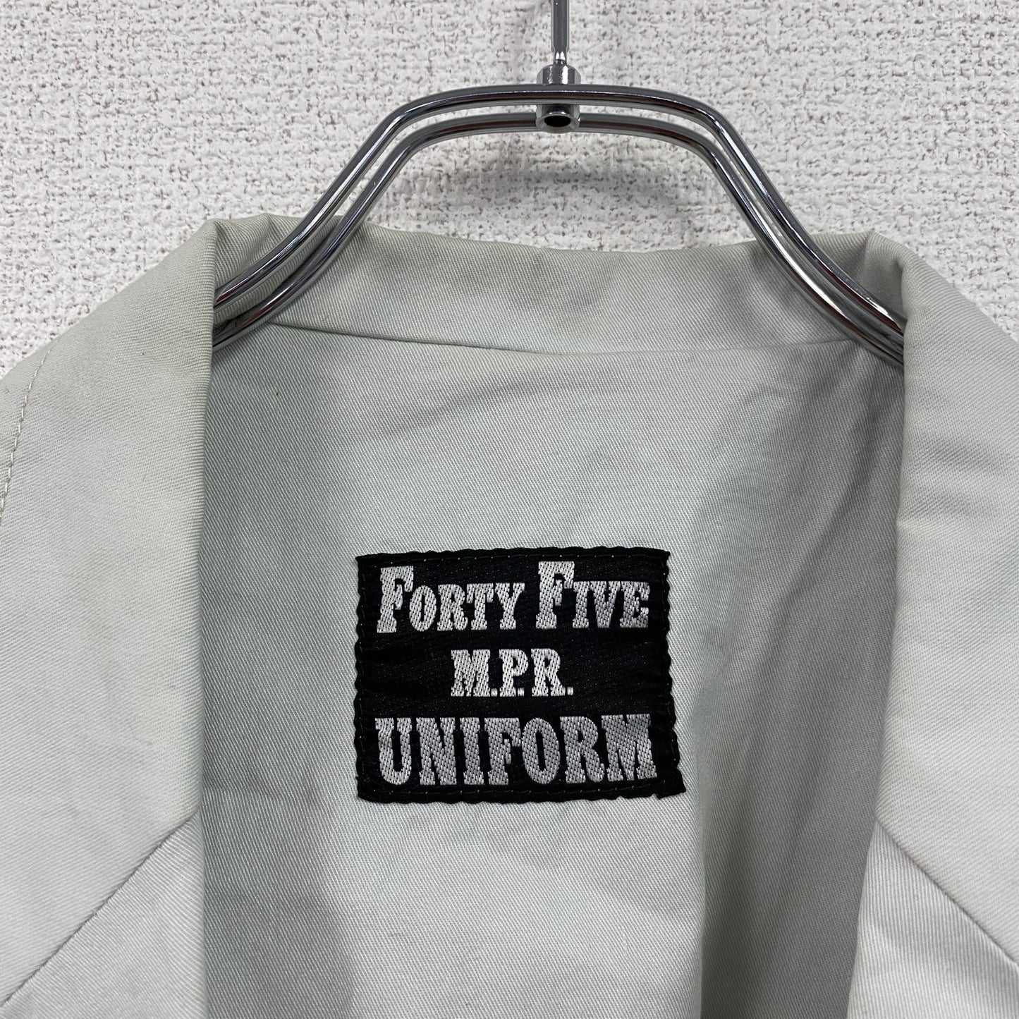 ~80s UNIFORM 45 MPR テーラードジャケット ワークジャケット ワッペン ヴィンテージ ライトグレー 48サイズ