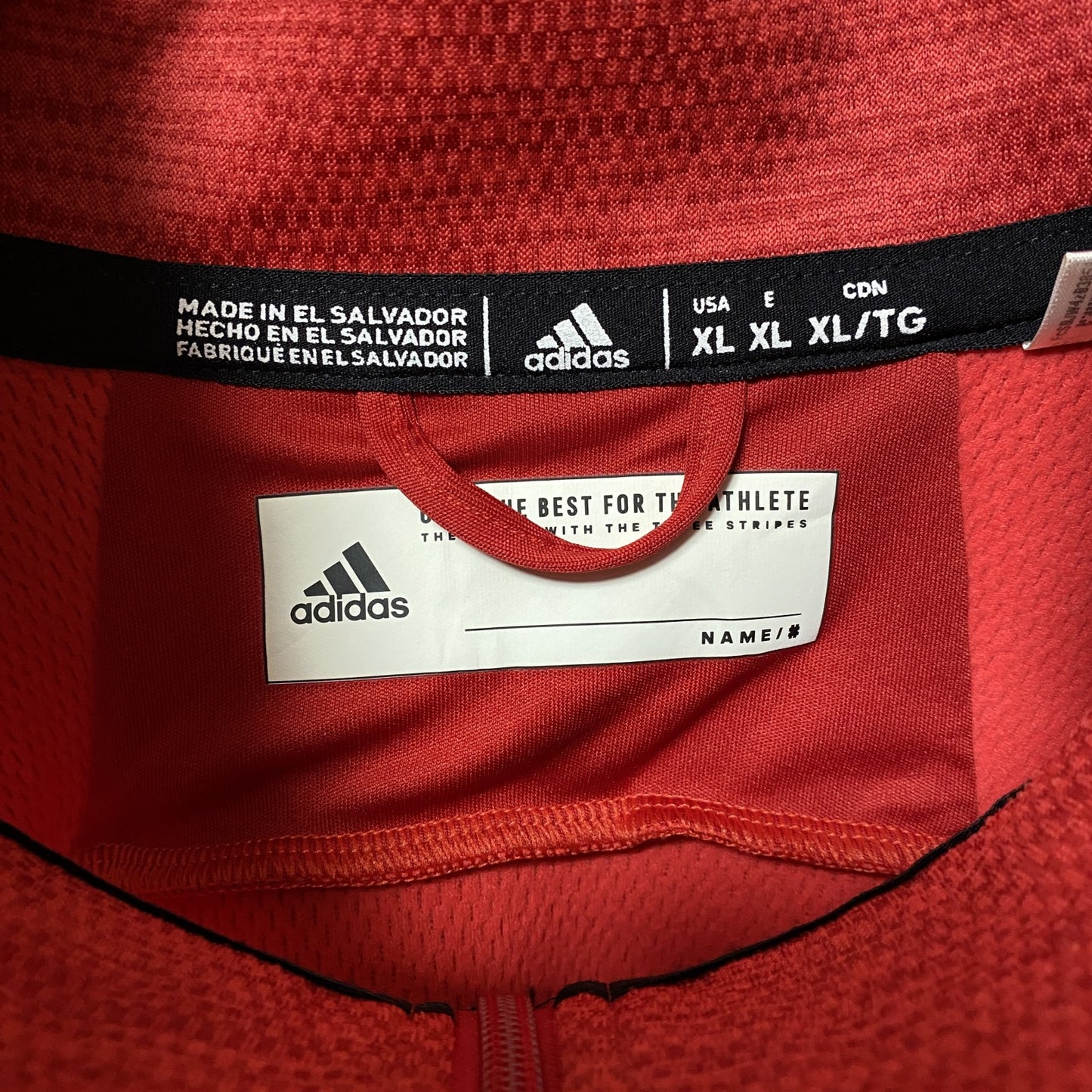 古着 used Adidas アディダス 長袖トラックジャケット ジャージ ハーフジップ ロゴ刺繍 プルオーバー 赤