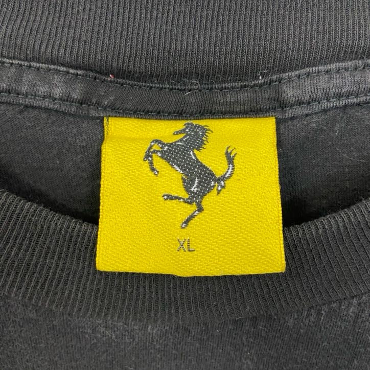 古着 used FERRARI フェラーリ 半袖カーデザイン両面プリントTシャツ F1 自動車 黒 ブラック XLサイズ
