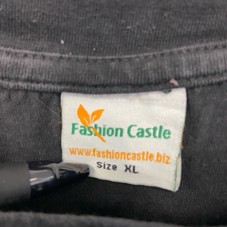古着 used Fashion Castle 半袖プリントTシャツ スカル ギャング 黒 ブラック カジュアルデザイン XLサイズ