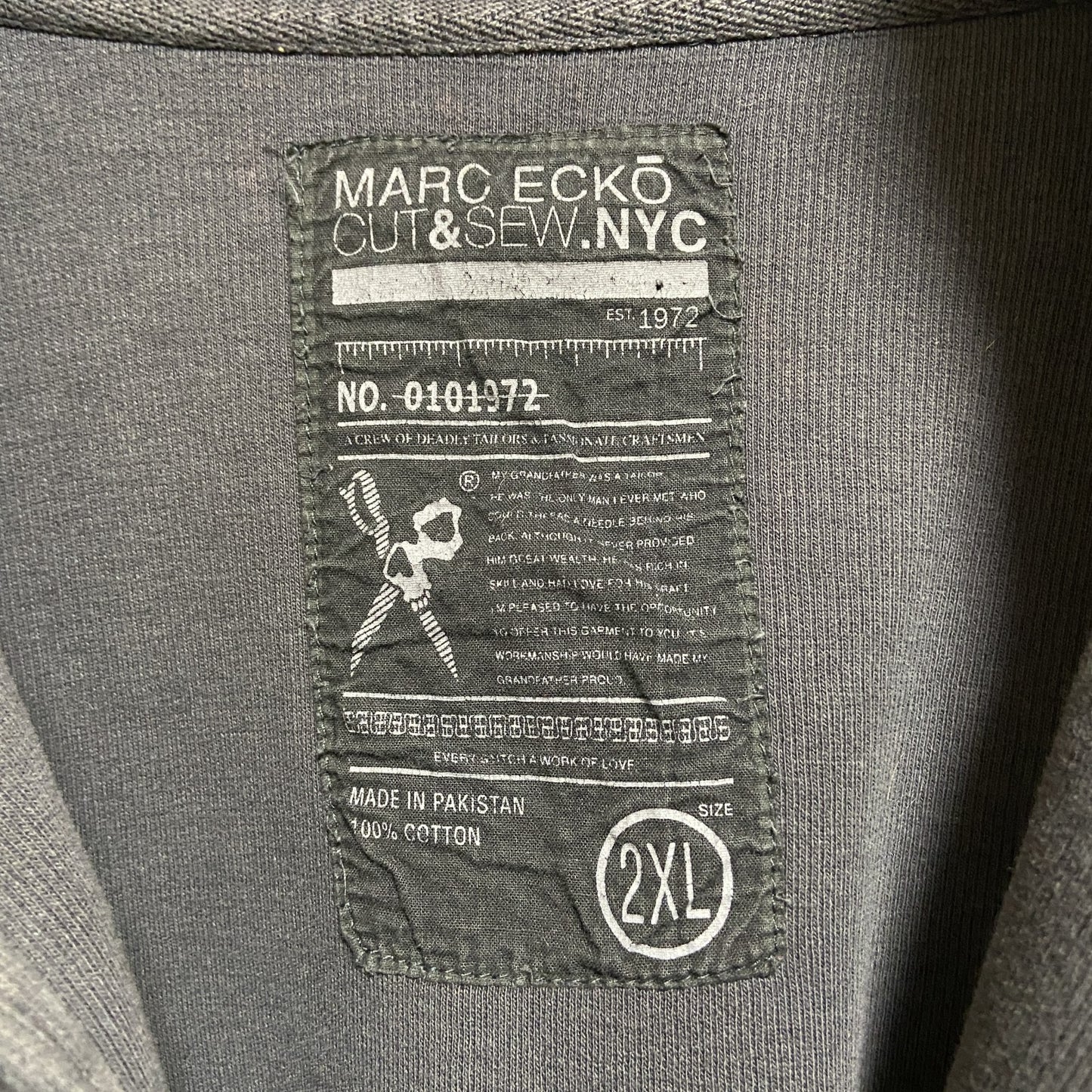 古着 used MARCECKO マークエコー 長袖ハーフジップスウェット トレーナー コットン素材 ダークグレー XXLサイズ