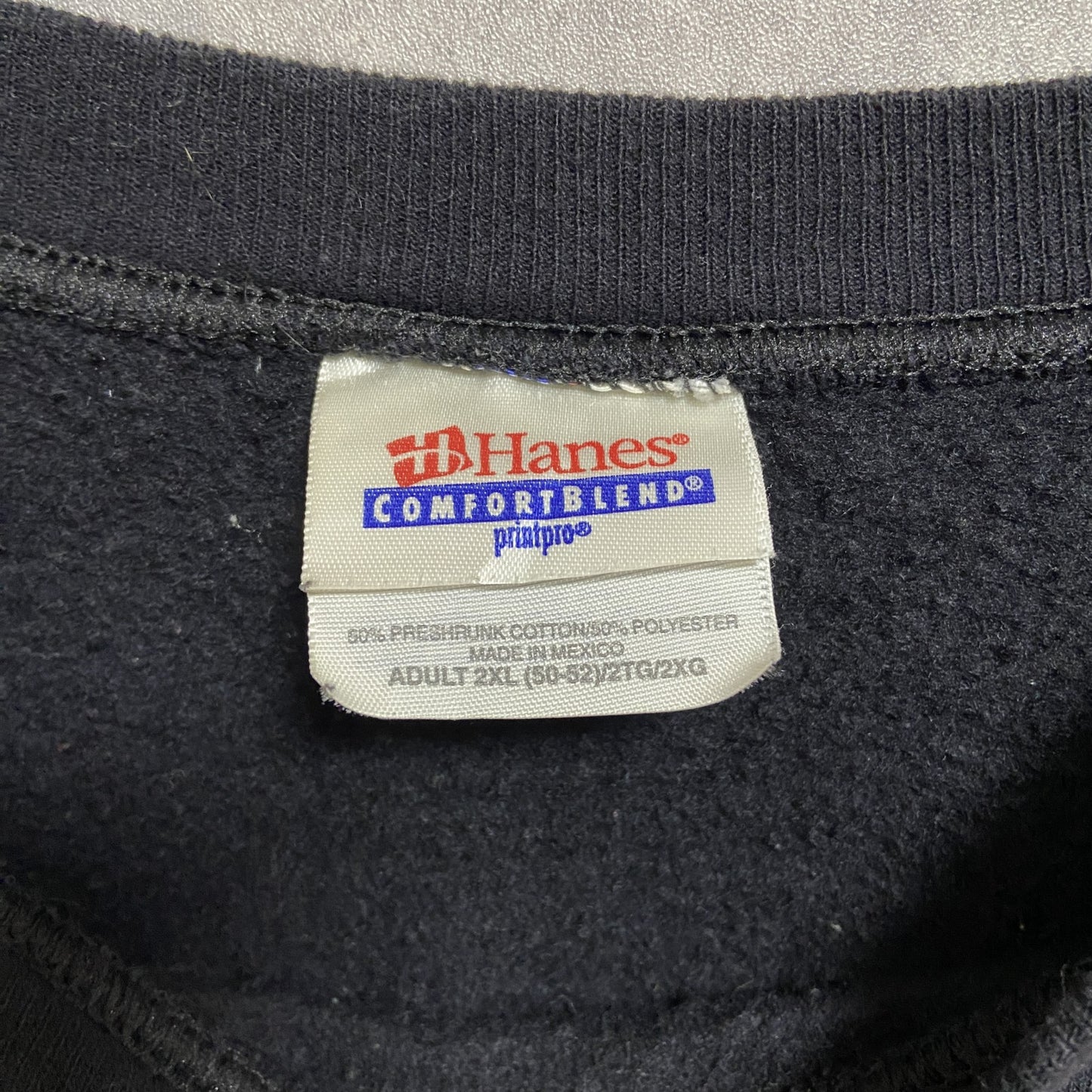 古着 used Hanes ヘインズ 長袖ワンポイント刺繡スウェット トレーナー 黒 ブラック オーバーサイズ XXLサイズ