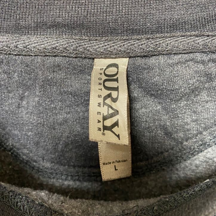 古着 used OURAY セントラルミシガン大学 長袖カレッジ刺繍スウェット トレーナー グレー レトロデザイン Lサイズ