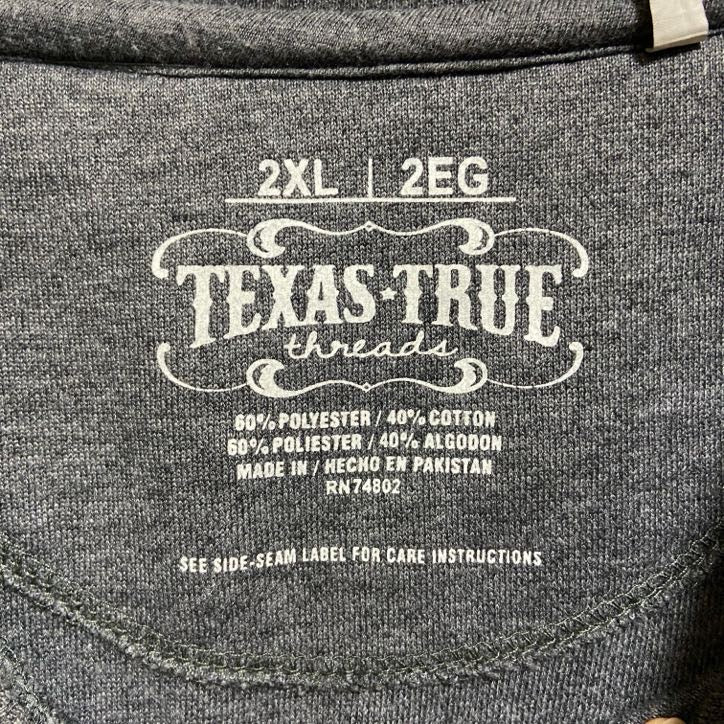古着 used TEXASTRUE 長袖起毛スウェット トレーナー ロゴワッペン VINTAGE グレー XLサイズ