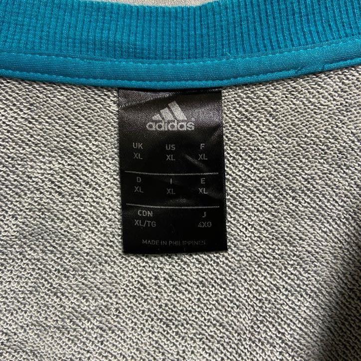古着 used adidas 長袖プリントスウェット トレーナー NBA シャーロットホーネッツ バスケ グレー XLサイズ