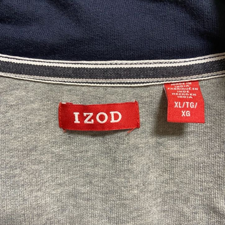 古着 used IZOD アイゾッド 長袖ハーフジップワンポイント刺繍スウェット トレーナー 水色 オーバーサイズ XLサイズ
