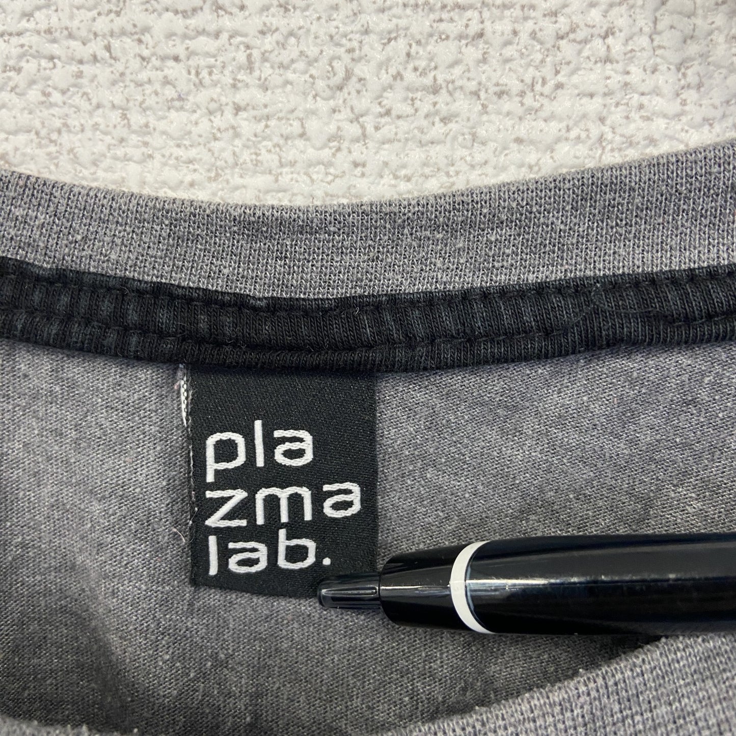 古着 used plazmalab 半袖プリントデザインTシャツ クルーネック 科学 発明 レトロ 灰色 グレー Mサイズ