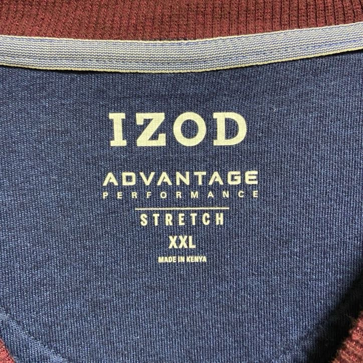 古着 used IZOD アイゾッド 長袖ワンポイント刺繍ラグランスウェット トレーナー ネイビー オーバーサイズ XXLサイズ