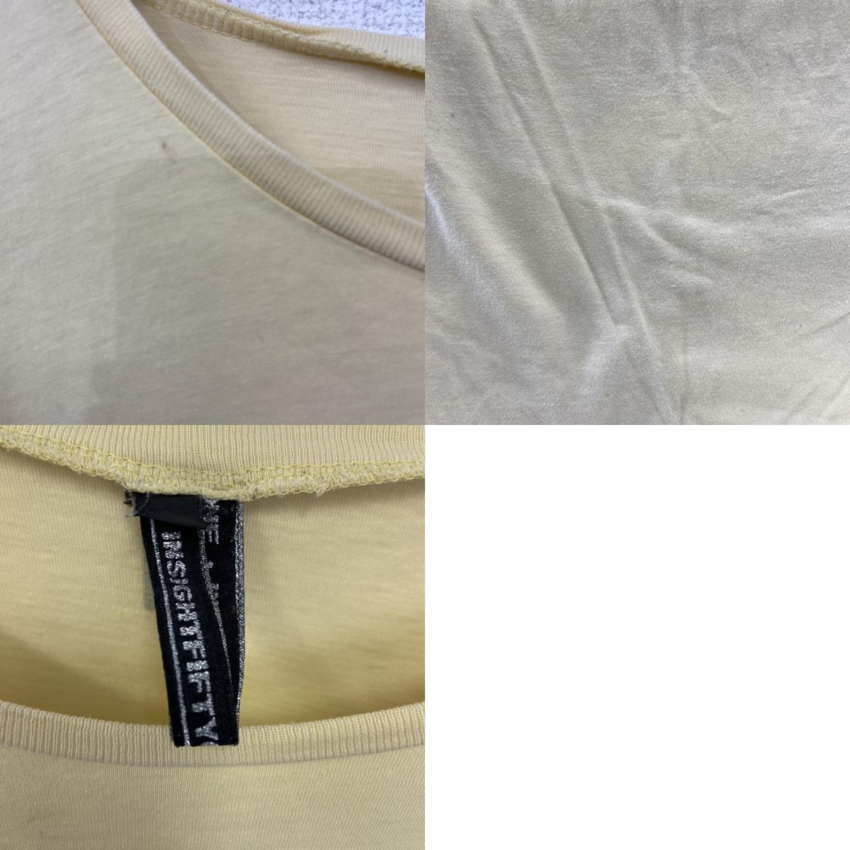 古着 used ノーブランド 半袖ヴィンテージTシャツ シングルステッチ クルーネック レトロデザイン 90s 黄色 Mサイズ