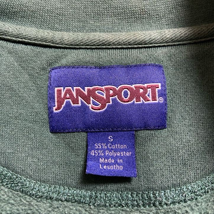 古着 used JANSPORT 長袖ジップアップカレッジスウェット トレーナー ノースウエストミズーリ大学 緑 Sサイズ
