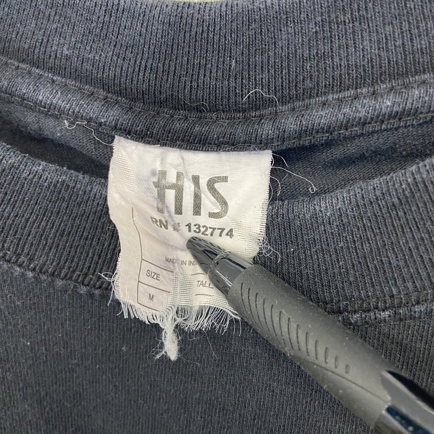 古着 used HIS 半袖プリントデザインTシャツ クルーネック NHS フランス ナルボンヌ カジュアル 黒 Mサイズ