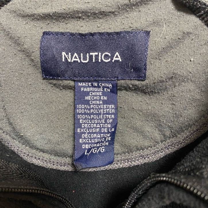 古着 used NAUTICA ノーティカ 長袖ハーフジップフリースジャケット プルオーバー ワンポイント刺繍 黒 Lサイズ