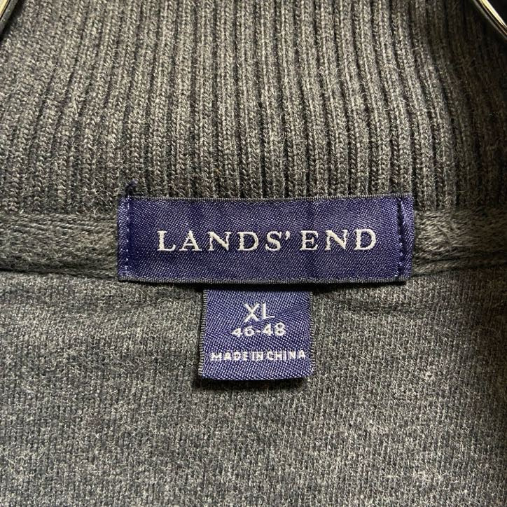 古着 used LANDS'END ランズエンド 長袖ジップアップスウェット トレーナー ダークグレー オーバーサイズ XLサイズ
