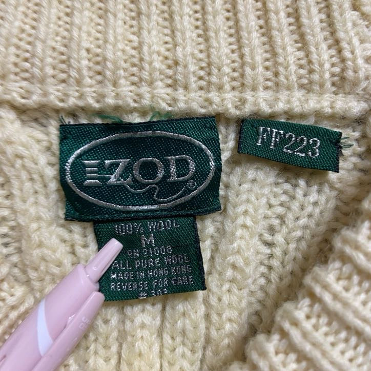 古着 used 00s 00年代 IZOD アイゾッド 長袖クルーネックニット セーター ヴィンテージ 白 ホワイト Mサイズ