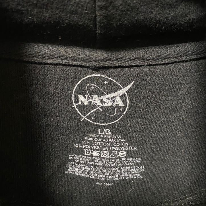 古着 used NASA ナサ 長袖スウェットパーカー トレーナー ロゴプリント 黒 ブラック プルオーバー Lサイズ