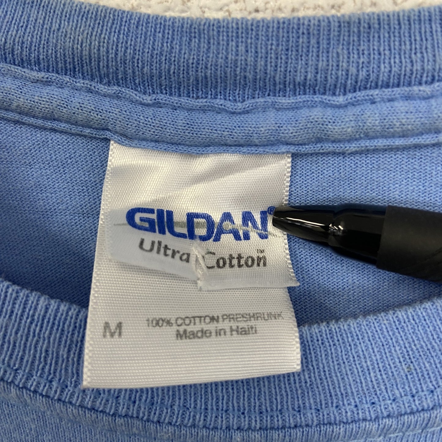 古着 used GILDAN ギルダン 半袖プリントデザインTシャツ フロリダ クルーネック レトロ 青 ブルー Mサイズ