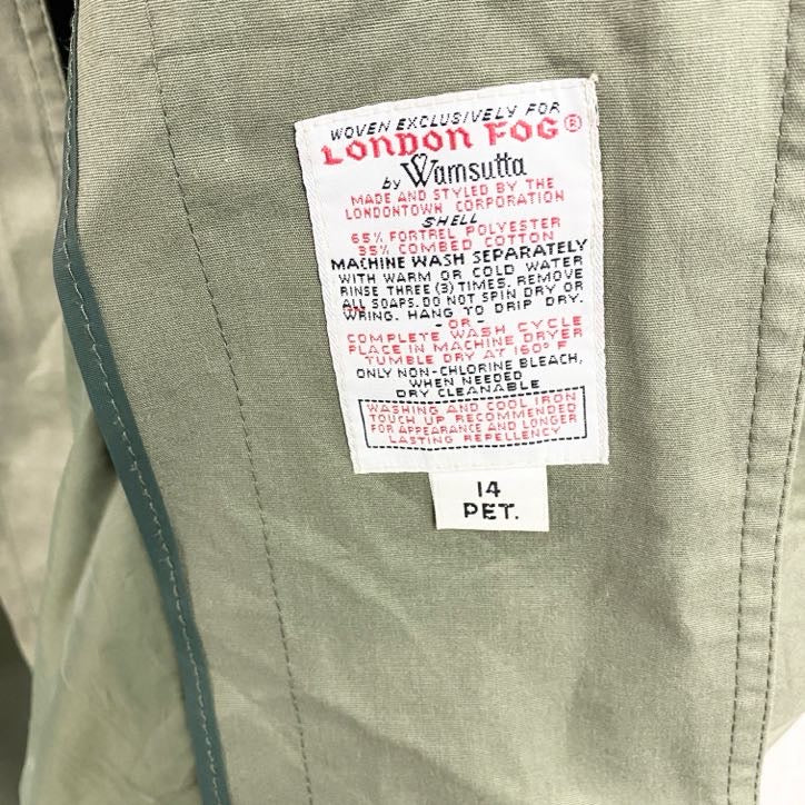 LONDON FOG ロンドンフォグ トレンチコート 比翼仕立て チェックライナー カーキ 14サイズ
