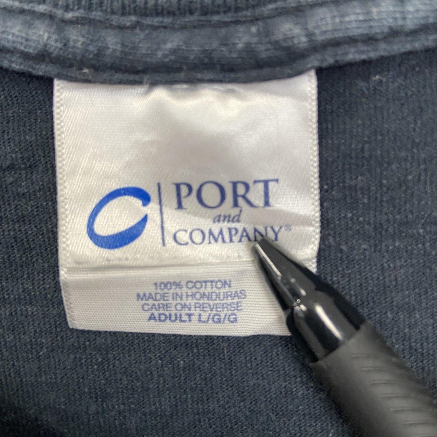 着 used PORT&COMPANY 半袖デザインプリントTシャツ ビッグT 熊 クルーネック カジュアル 黒 Lサイズ