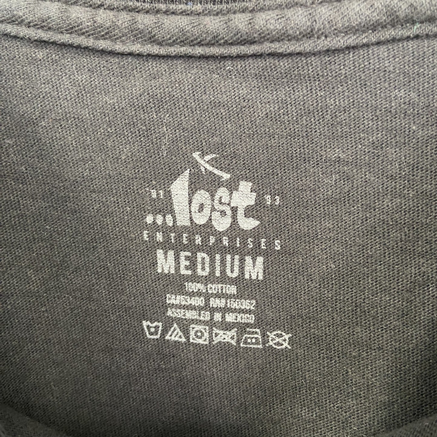古着 used LOST ロスト 半袖ダメージデザインプリントTシャツ クルーネック 黒 ブラック レトロ Mサイズ