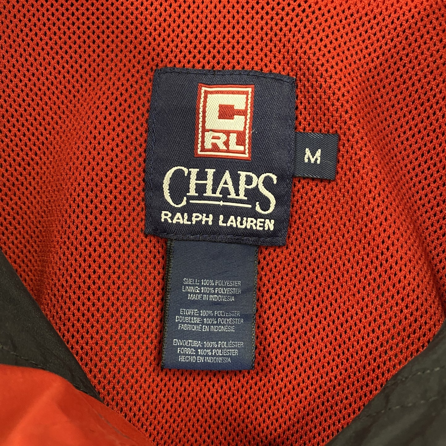 古着 used CHAPS RALPH LAUREN ラルフローレン 長袖ワンポイント刺繍ナイロンジャケット ネイビー Mサイズ