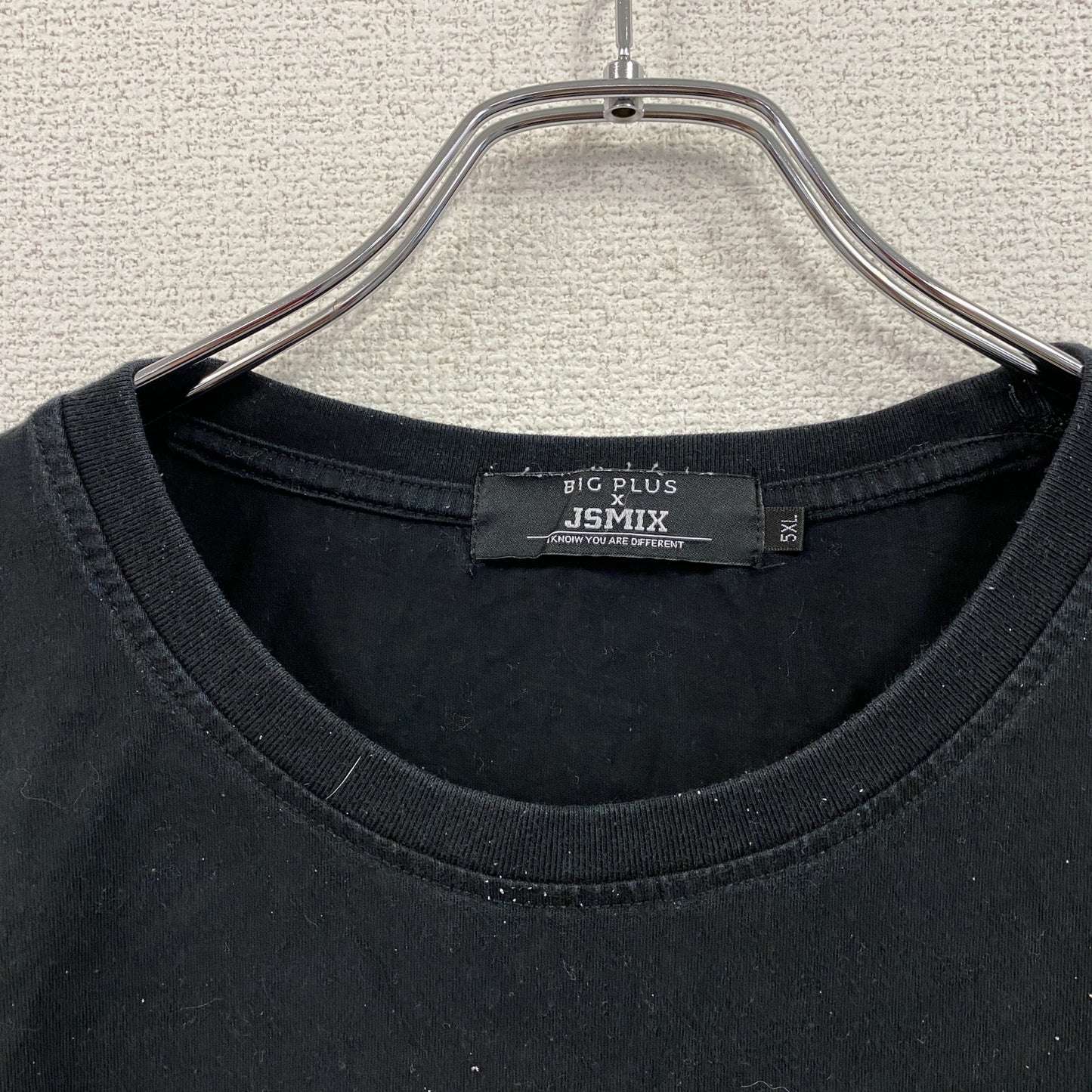 BIG PLUS JSMIX 半袖プリントアニマルTシャツ NEVER GIVE UP 黒 ブラック 5XLサイズ