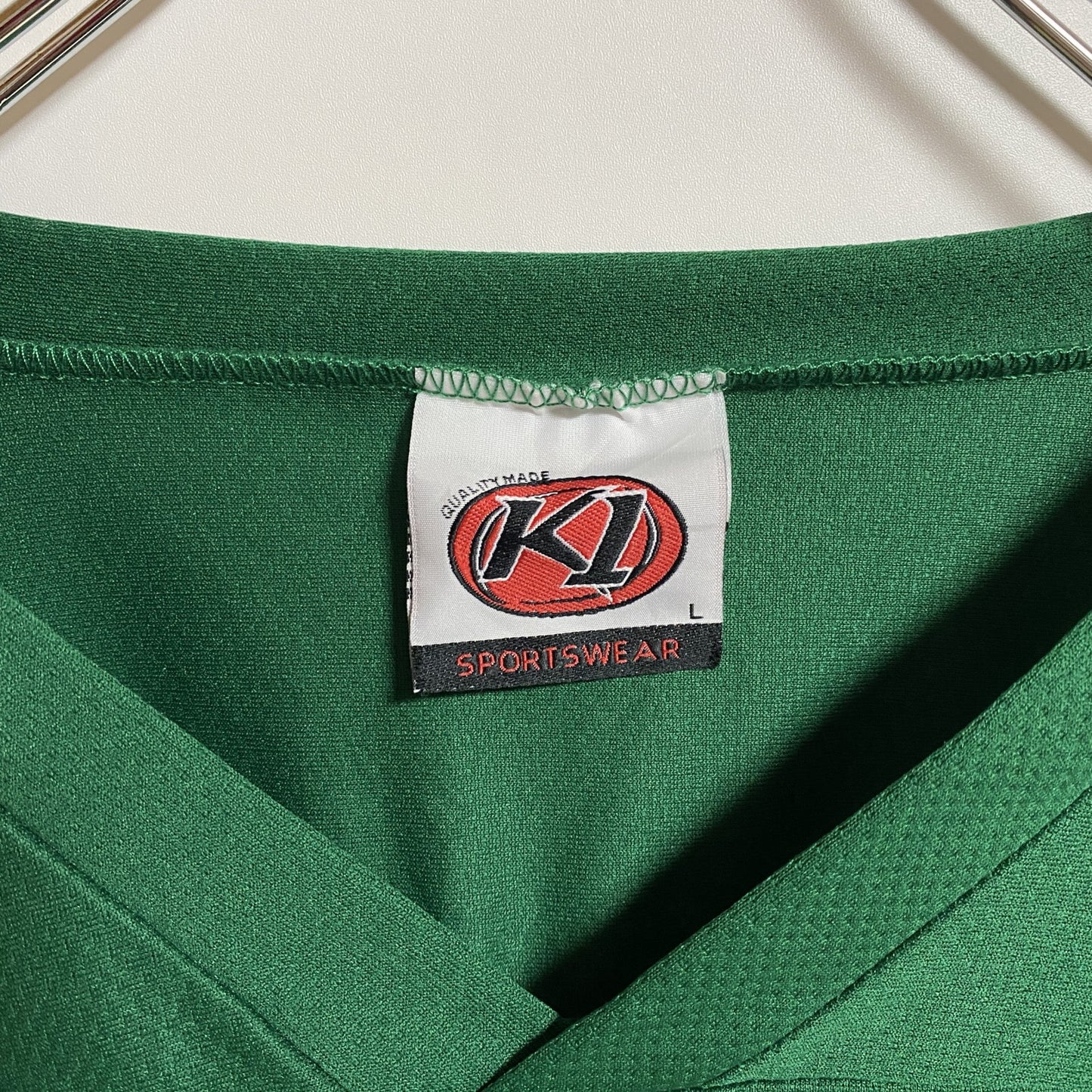 古着 used EDINA HOCKEY 長袖ゲームシャツ ロンTシャツ 緑 レトロデザイン スポーティ Lサイズ
