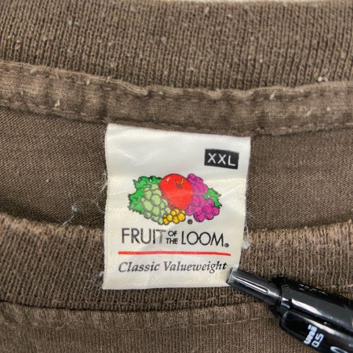 古着 used FRUIT OF THE LOOM 半袖プリントTシャツ ビール 茶色 ブラウン ビックシルエット XXLサイズ