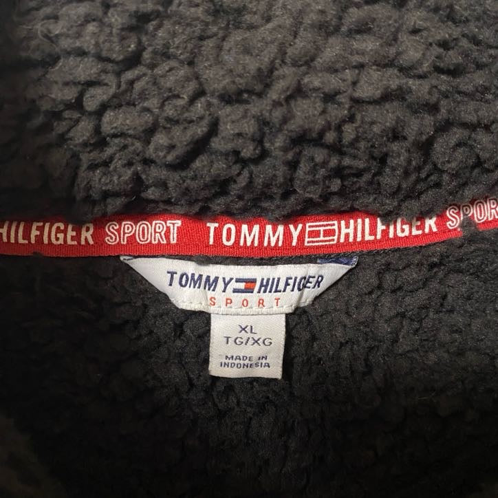 古着 used TOMMY HILFIGER トミーヒルフィガー 長袖ハーフジップフリースジャケット プルオーバー 黒 XLサイズ