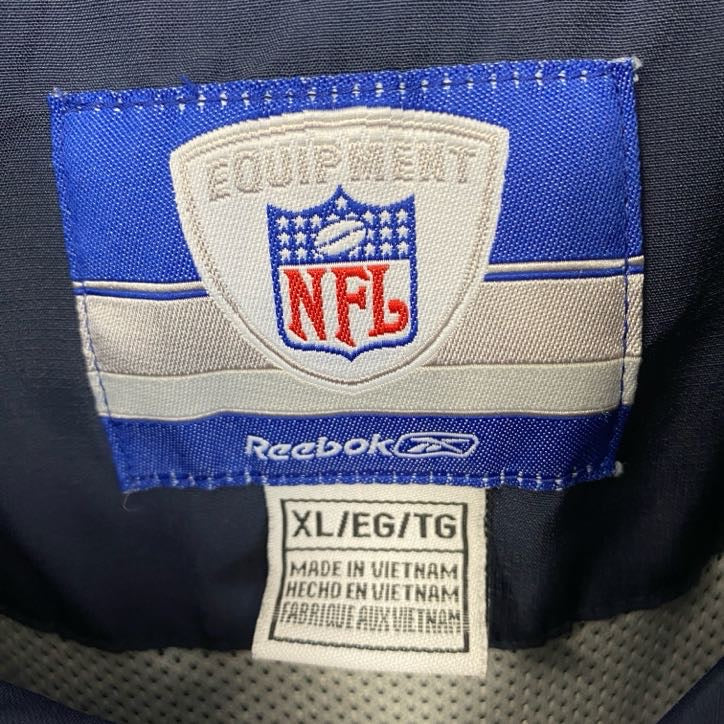 古着 used NFL エヌエフエル アノラックパーカー 長袖ナイロンプルオーバー 刺繡 ワッペン アメフト ネイビー XLサイズ