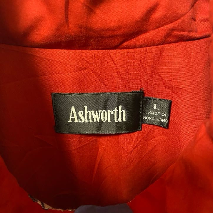 古着 used Ashworth 長袖ナイロンジャケット ハイネックアウター ワンポイント刺繍 ゴルフ バイカラー Lサイズ