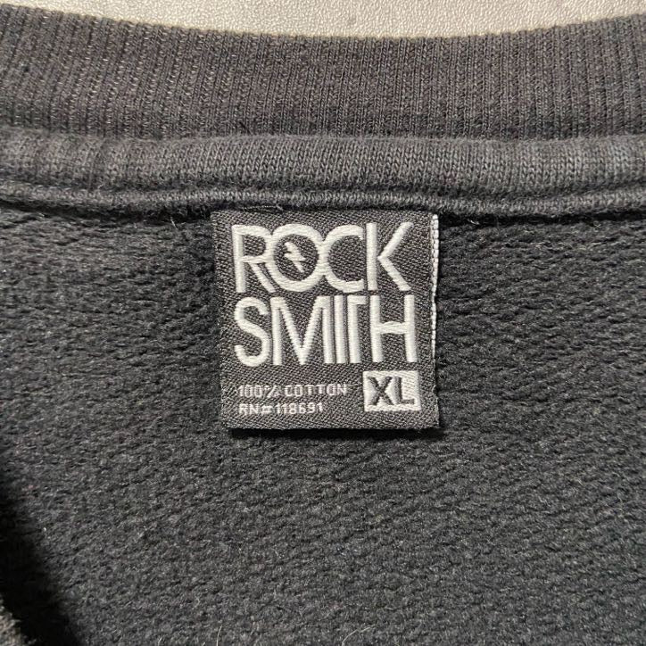 古着 used ROCKSMITH 長袖プリントスウェット トレーナー NINJAS 忍者 ブラック オーバーサイズ XLサイズ