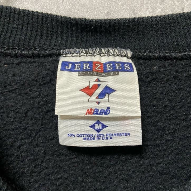 古着 used JERZEES ジャージーズ 長袖プリントスウェット トレーナー Twisters 野球 USA製 黒 Mサイズ