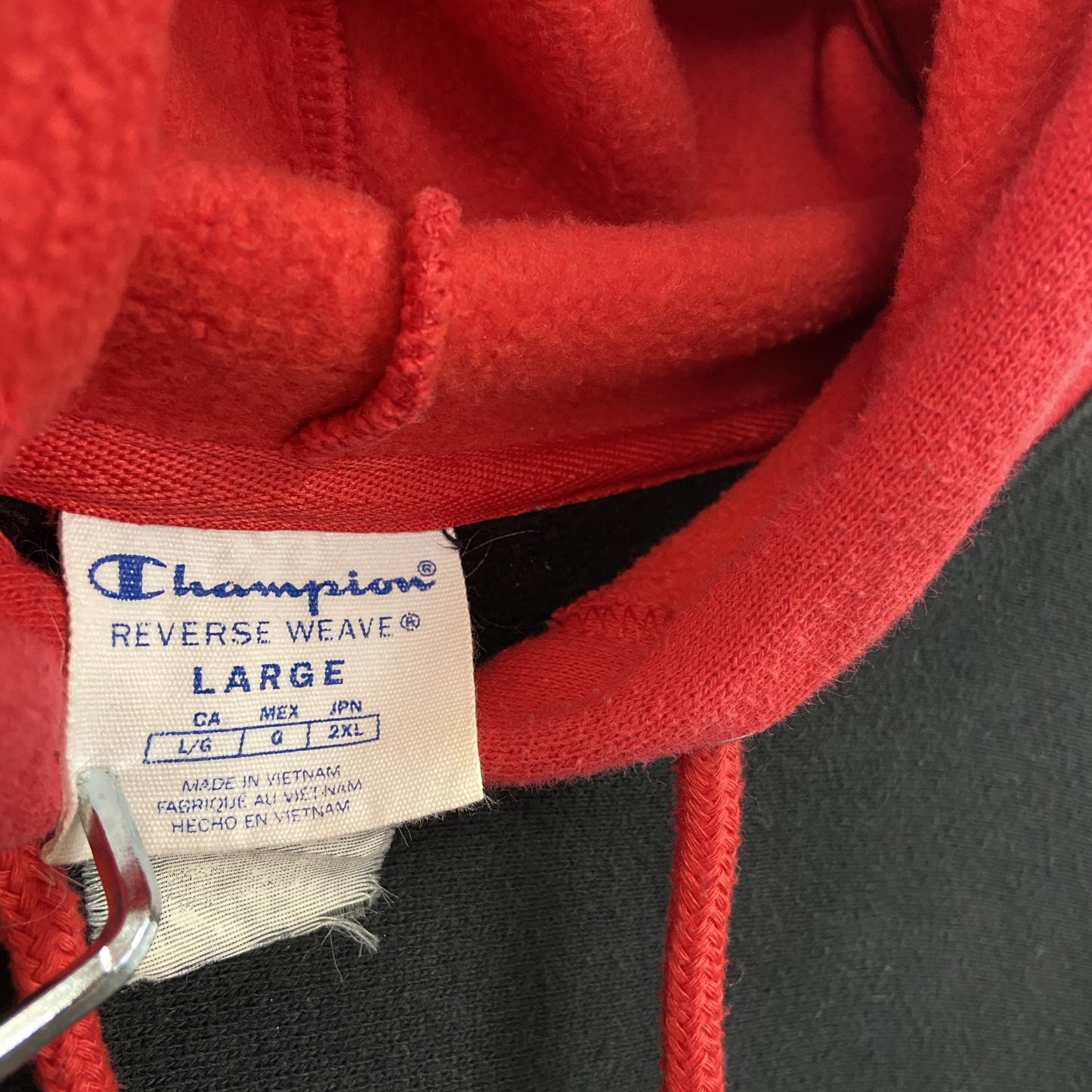 Champion チャンピオン スウェットパーカー/フーディー バイカラー 黒 ブラック 赤 レッド Lサイズ