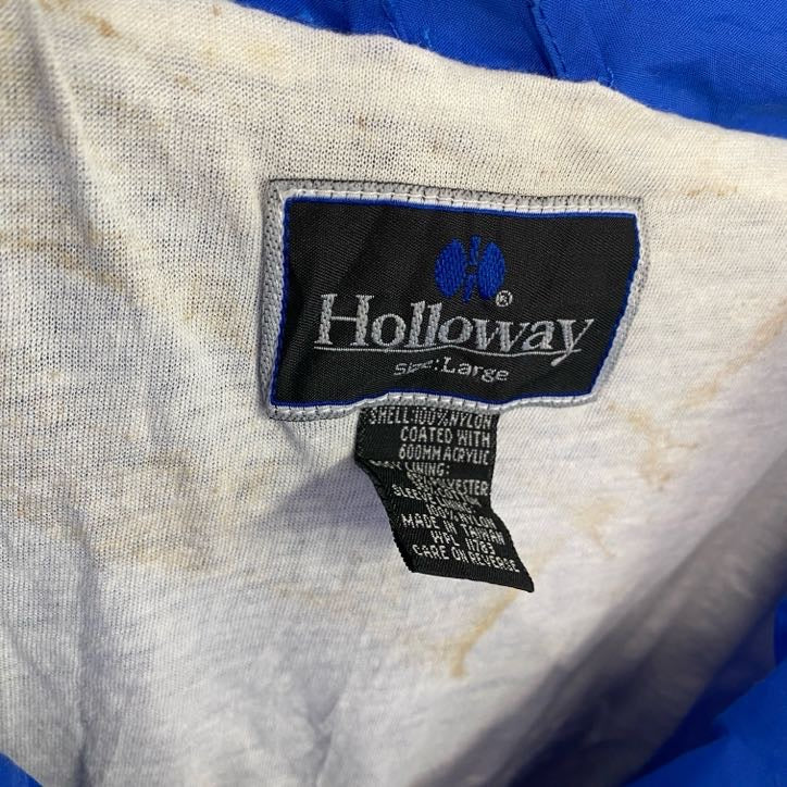 90s Holloway フルジップナイロンジャケット ヴィンテージ バイカラー 青 ブルー 白 ホワイト Lサイズ