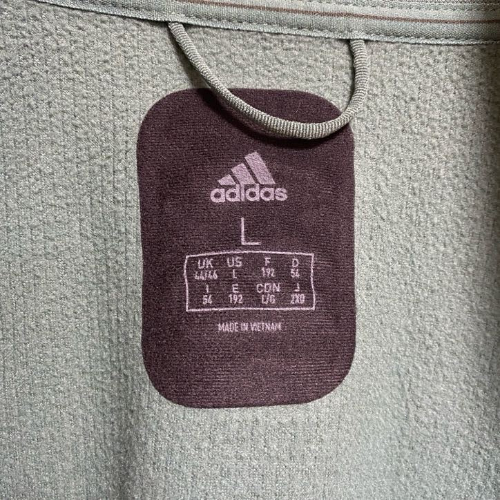 古着 used adidas アディダス 長袖ワンポイントプリントトラックジャケット ハイネックジャージ 緑 Lサイズ