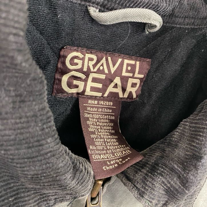 GRAVEL GEAR グレイヴェルギア フルジップダックジャケット 中綿入り コーデュロイカラー カーキ Lサイズ