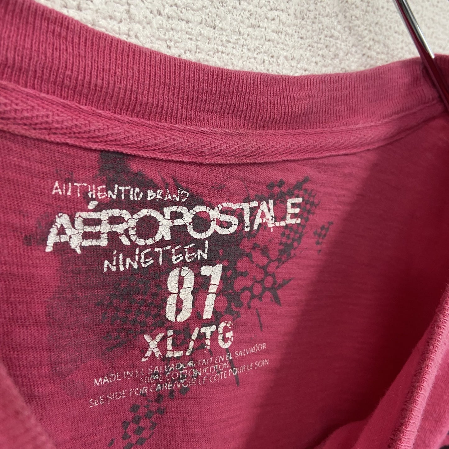 AEROPOSTALE 半袖プリントTシャツ シングルステッチ 龍 ピンク XLサイズ