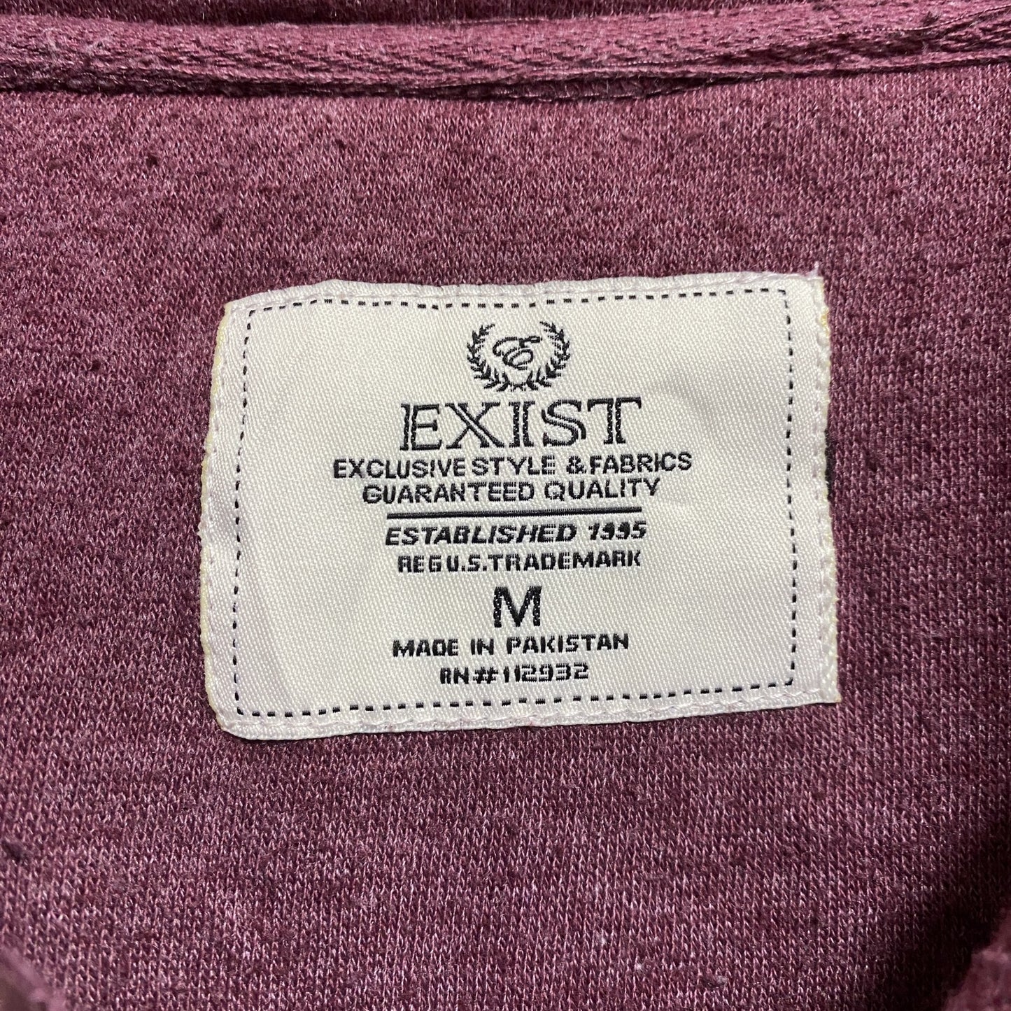 古着 used EXIST 長袖ワンポイントロゴスウェット ハーフジップトレーナー フロリダ ワインレッド Mサイズ