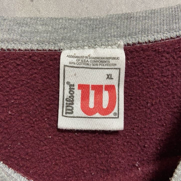古着 used Wilson ウィルソン 長袖ラグラン袖スウェット トレーナー クルーネック ワインレッド オーバーサイズ XL