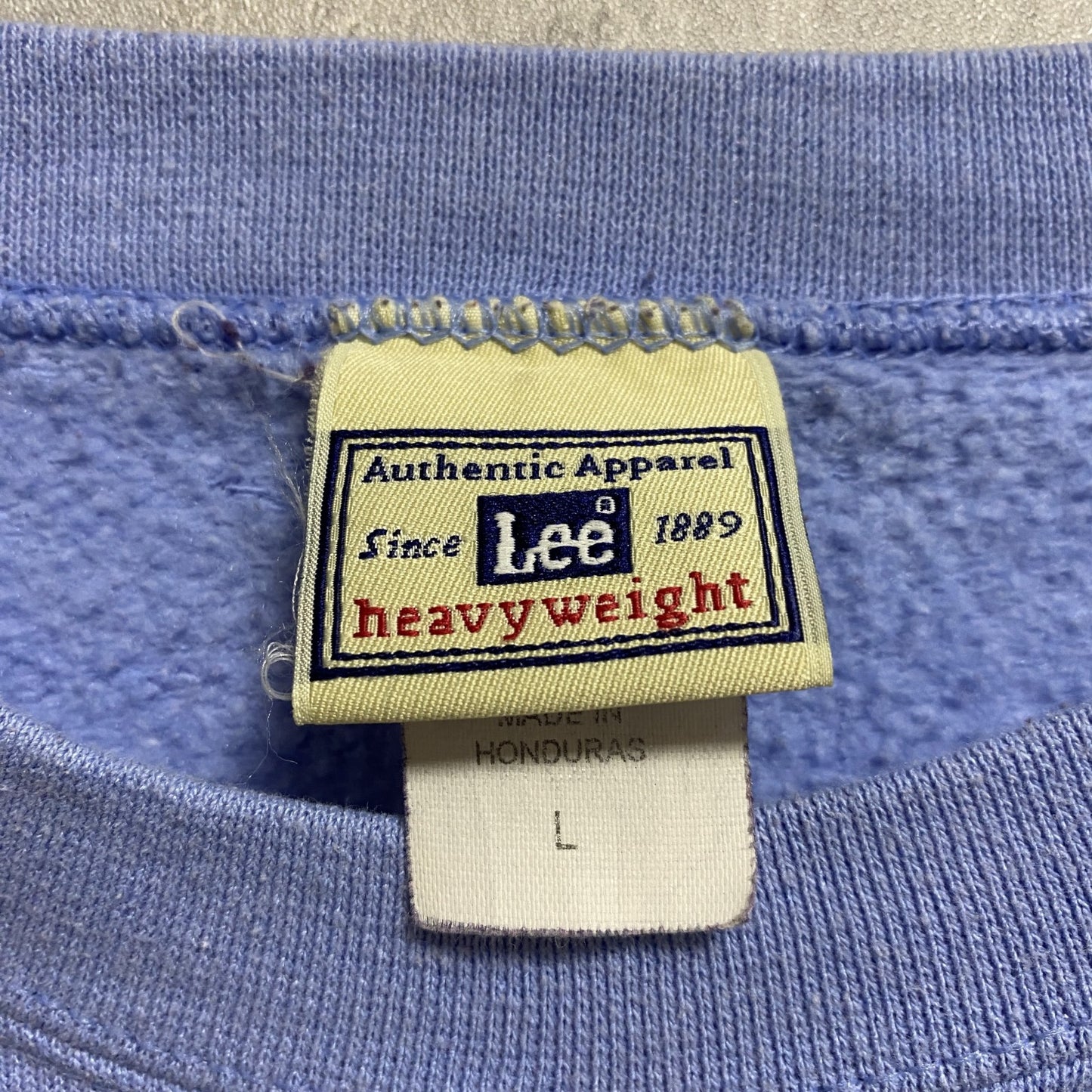 古着 used Lee リー 長袖ロゴ刺繍スウェット トレーナー 水色 ライトブルー レトロ 秋冬服 Lサイズ