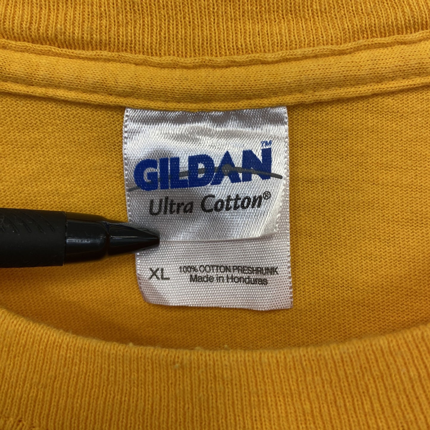 古着 used GILDAN ギルダン 半袖プリントTシャツ ビッグT MIZZZOU. クルーネック 黄色 イエロー XLサイズ