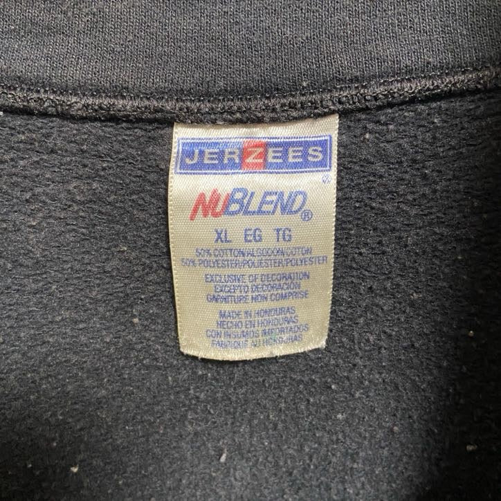 古着 used JERZEES ジャージーズ 長袖ハーフジップスウェット バージニア トレーナー 黒 オーバーサイズ XLサイズ