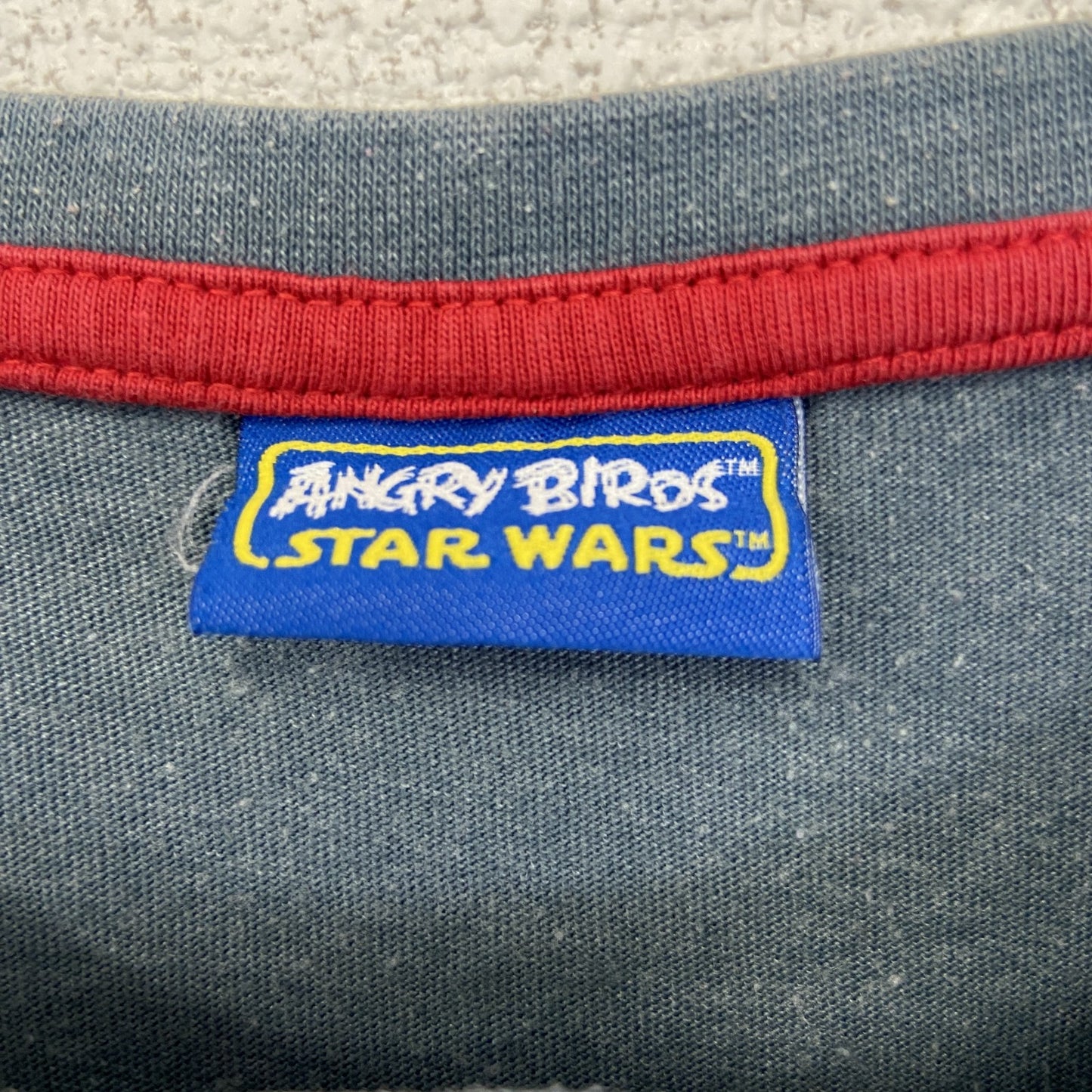 古着 used STARSWARS ANGRY BIRDS 半袖オリジナルビッグプリントTシャツ クルーネック ブルー Mサイズ