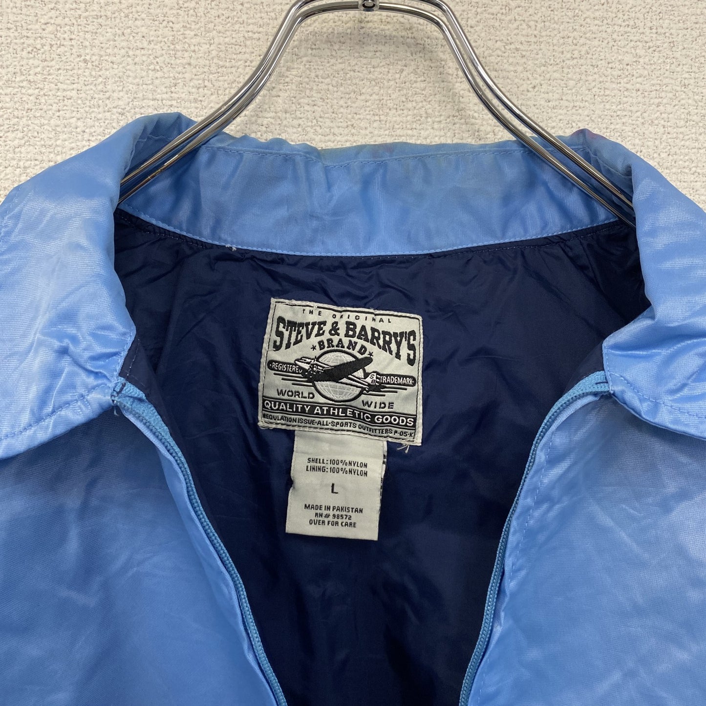 ~90s Steve&Barry's フルジップナイロンジャケット ヴィンテージ 水色 ライトブルー Lサイズ