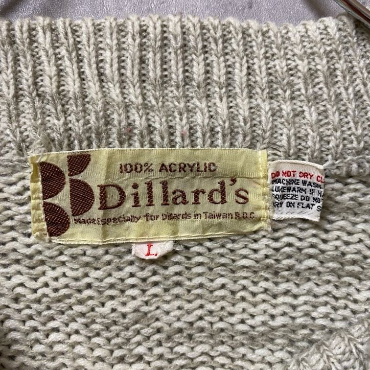 古着 used Dillard's 長袖ニット セーター ノルディック柄 幾何学模様 秋冬服 レトロデザイン Lサイズ