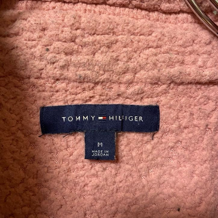 古着 used TOMMY HILFIGER トミーヒルフィガー 長袖フリースジャケット ボア ハイネック ピンク Mサイズ