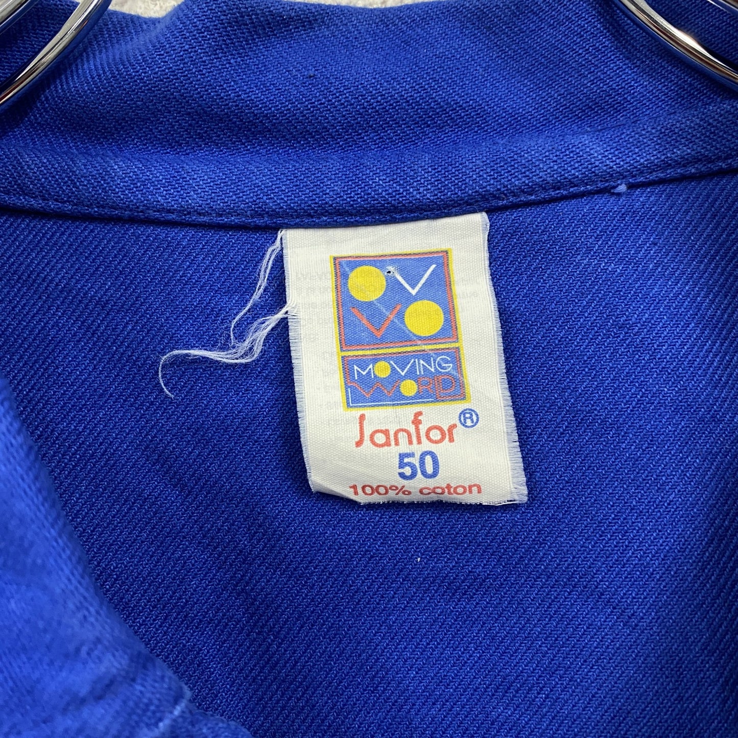 SANFOR サンフォー ユーロワークジャケット 比翼仕立て ヴィンテージ 青 ブルー 50サイズ