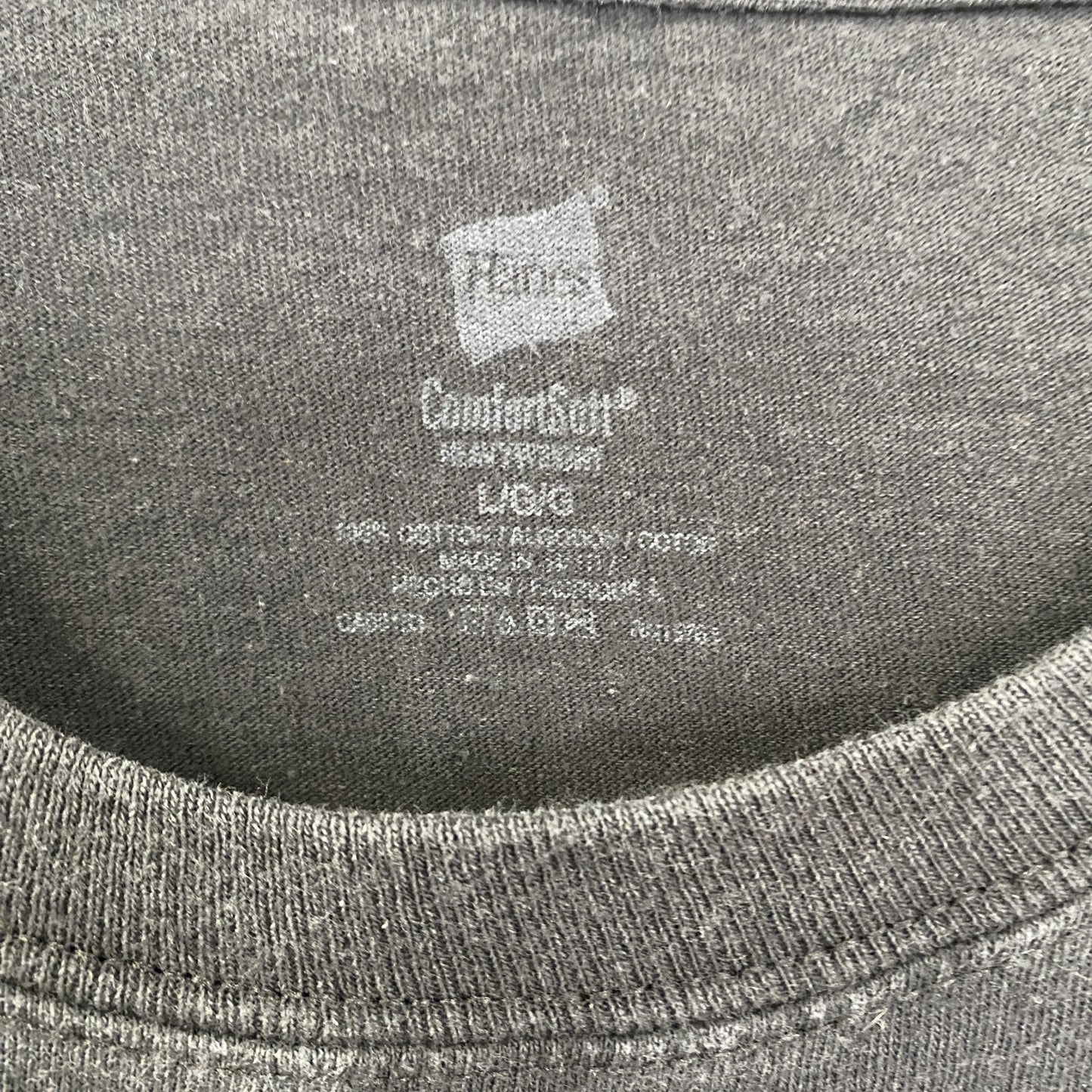古着 used ComfortSoft HANES 半袖プリントTシャツ クルーネック レトロデザイン 黒 ブラック Lサイズ