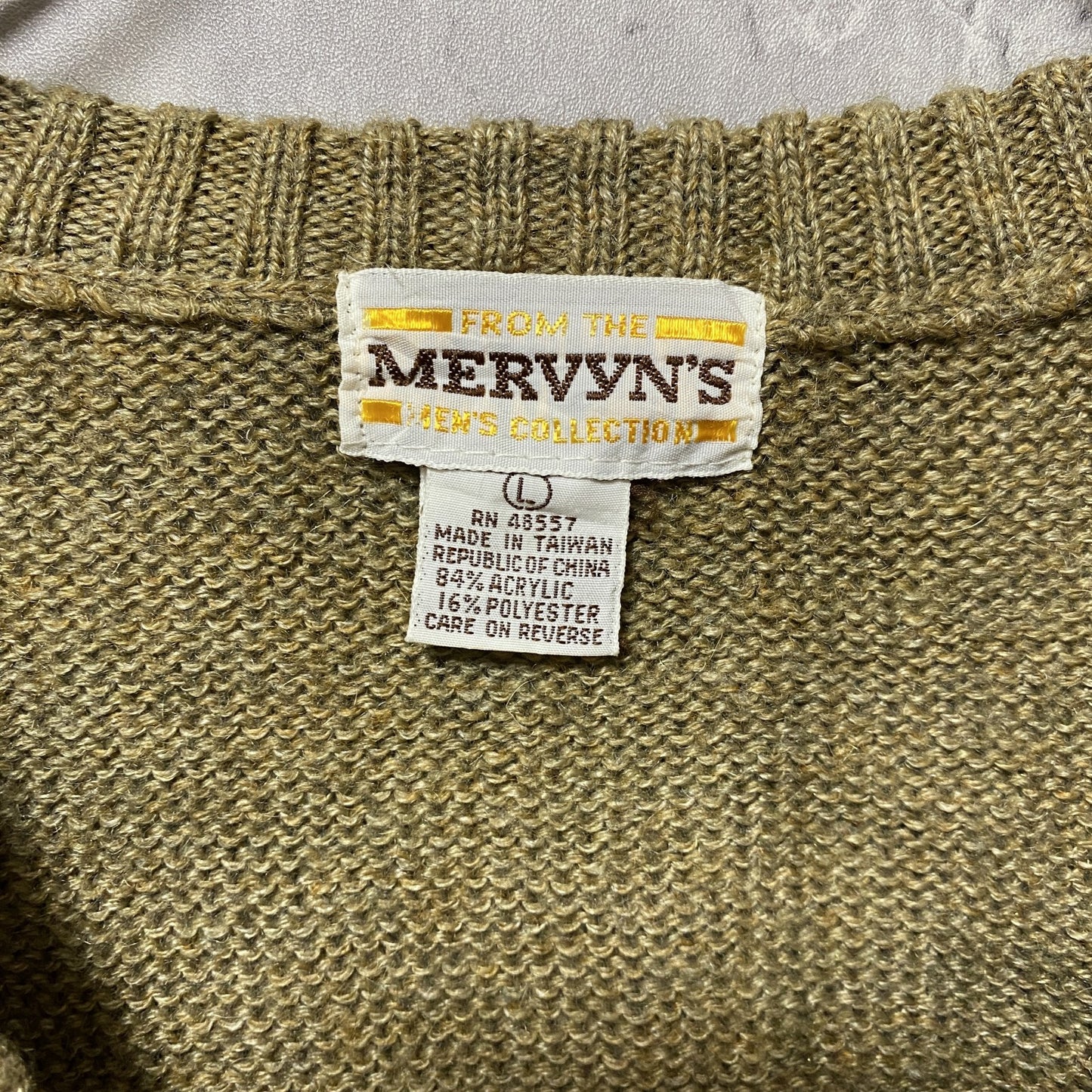 ~90s MERVYN’S 総柄アクリルニットベスト Vネック フェアアイル ヴィンテージ 秋冬服 Lサイズ